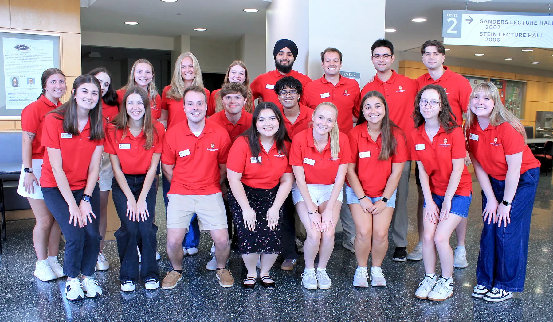 SoP Ambassadors pose together for a photo at student orientation (Aug 2026)