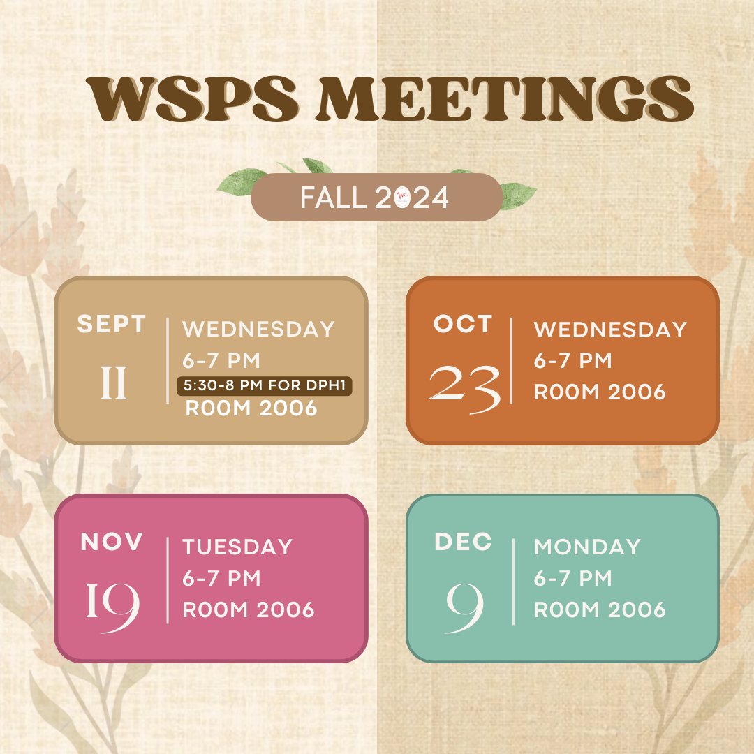 WSPS meeting schedule for Fall 2024